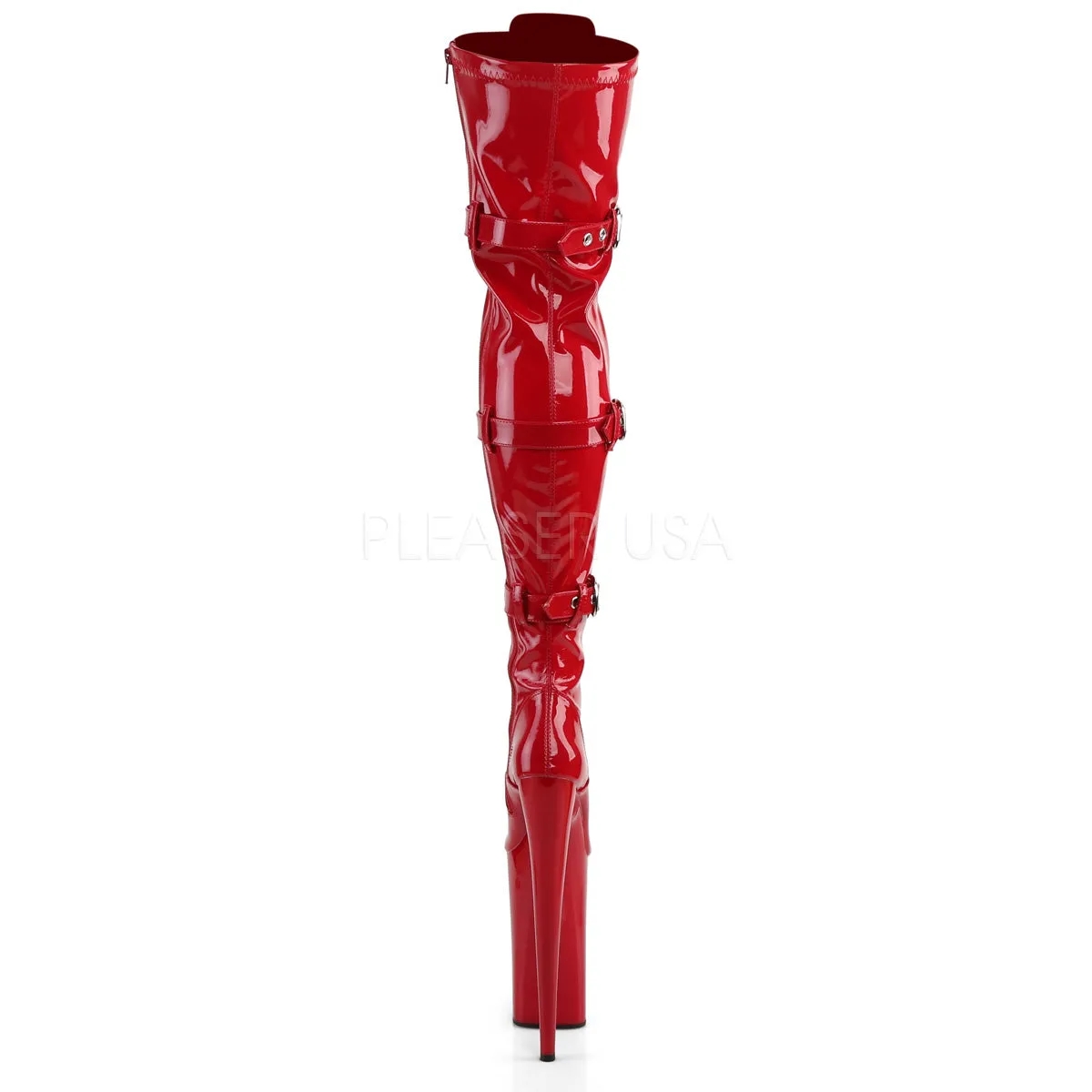 10" Heel Red Platform Lace-Up Thigh High Boots*