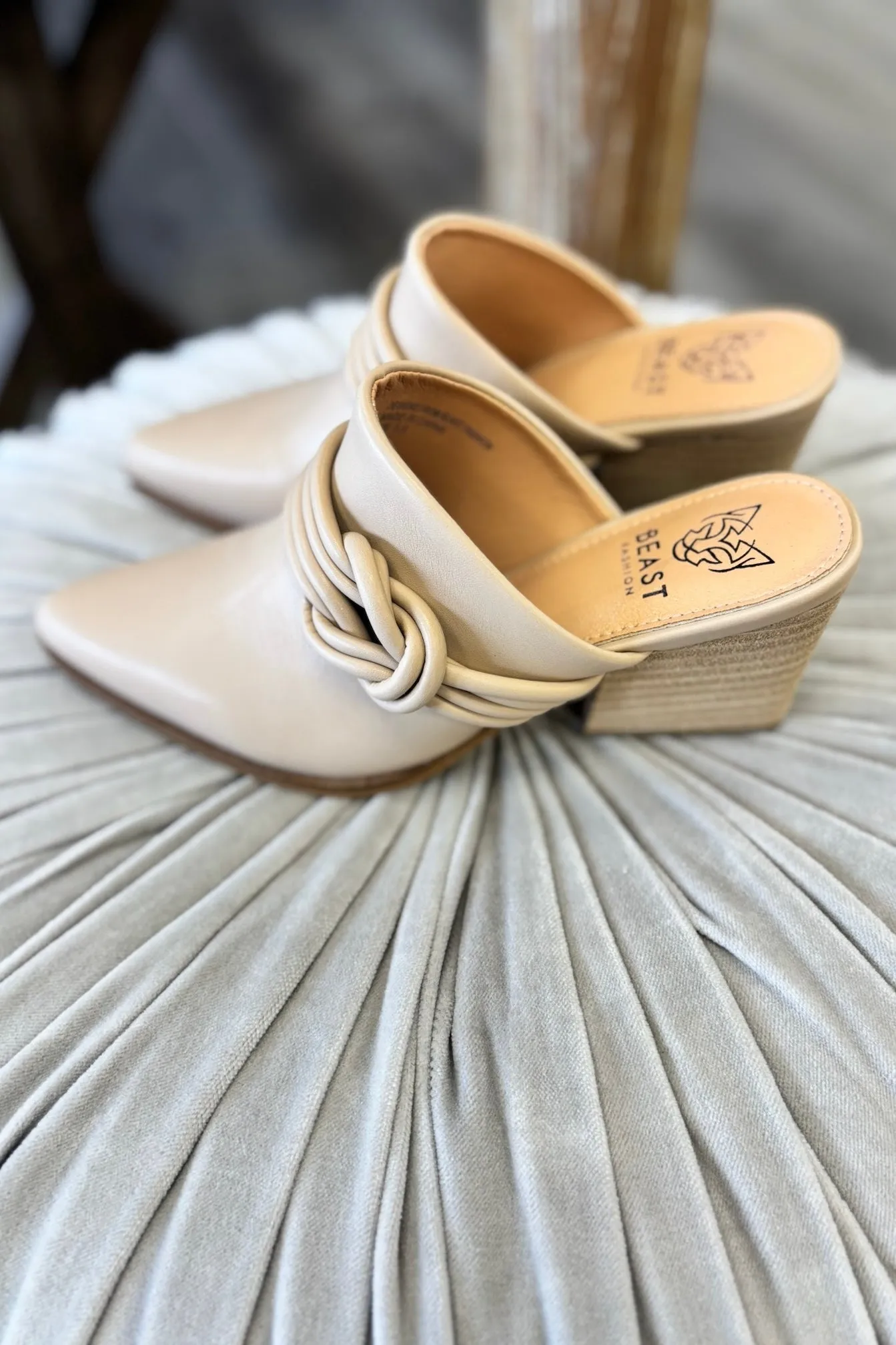 ADDIE Taupe High Heel Mule