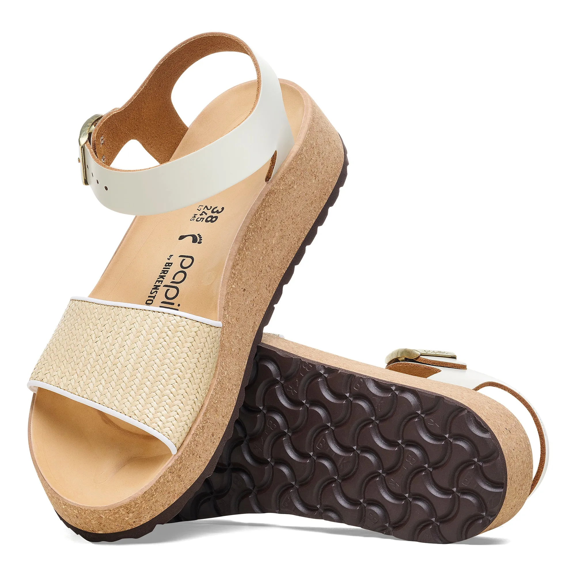 Birkenstock Glenda Narrow Wedge Sandal (Women) - Natural Leather/White Raffia