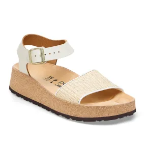 Birkenstock Glenda Narrow Wedge Sandal (Women) - Natural Leather/White Raffia