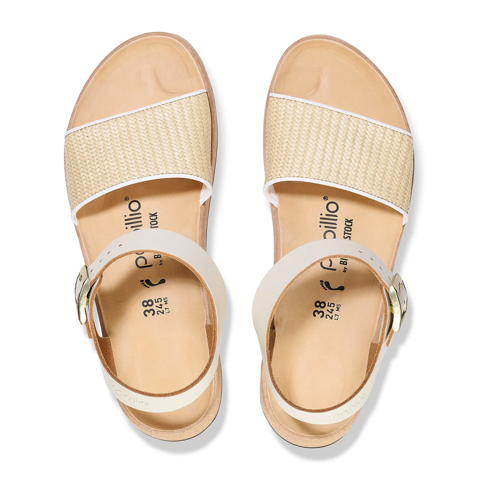 Birkenstock Glenda Narrow Wedge Sandal (Women) - Natural Leather/White Raffia