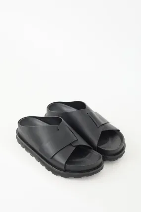 Black Leather Velcro Strap Slide