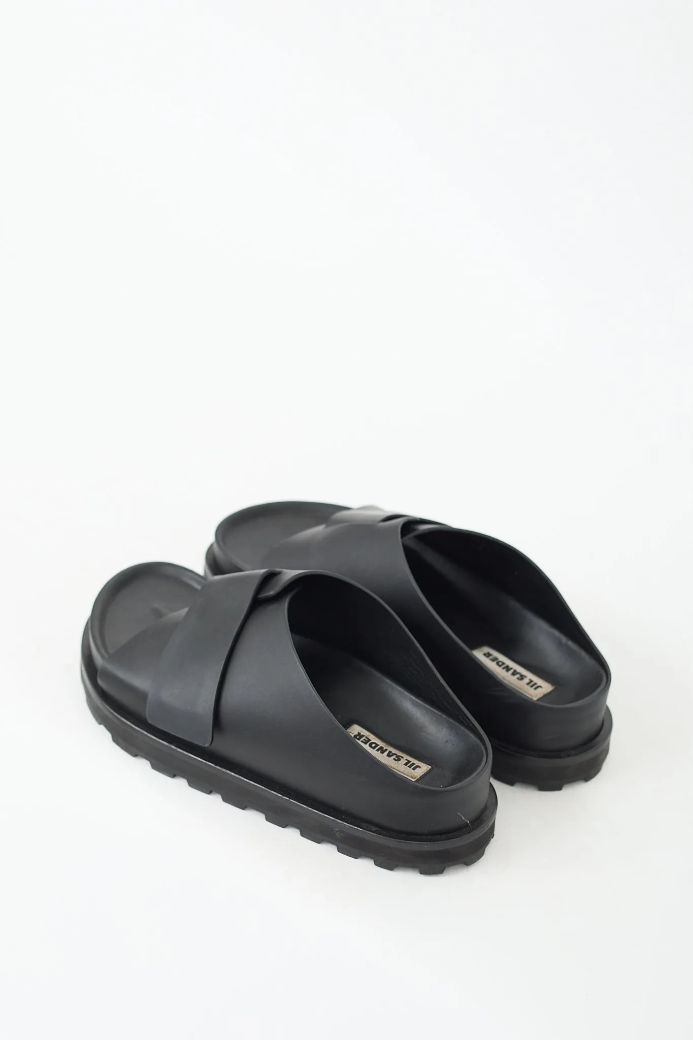 Black Leather Velcro Strap Slide