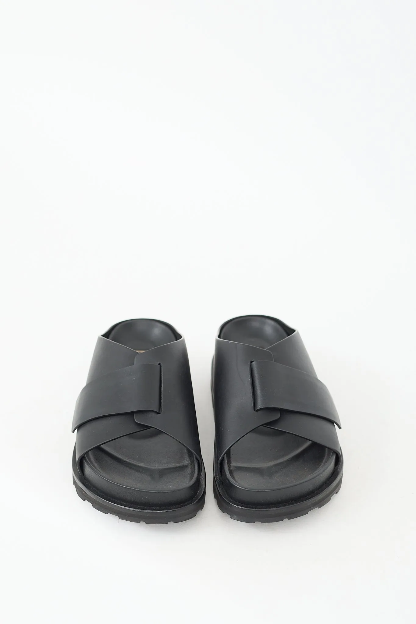 Black Leather Velcro Strap Slide