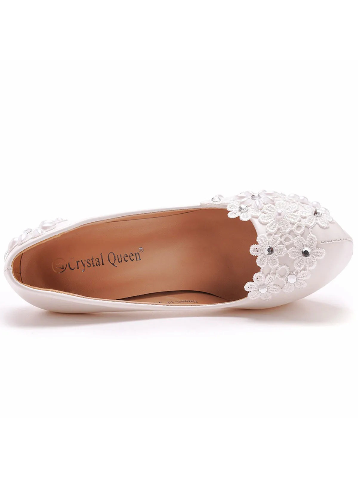 Bridal  Rhinestone Pearl Lace Decor Platform Ultra High Heels