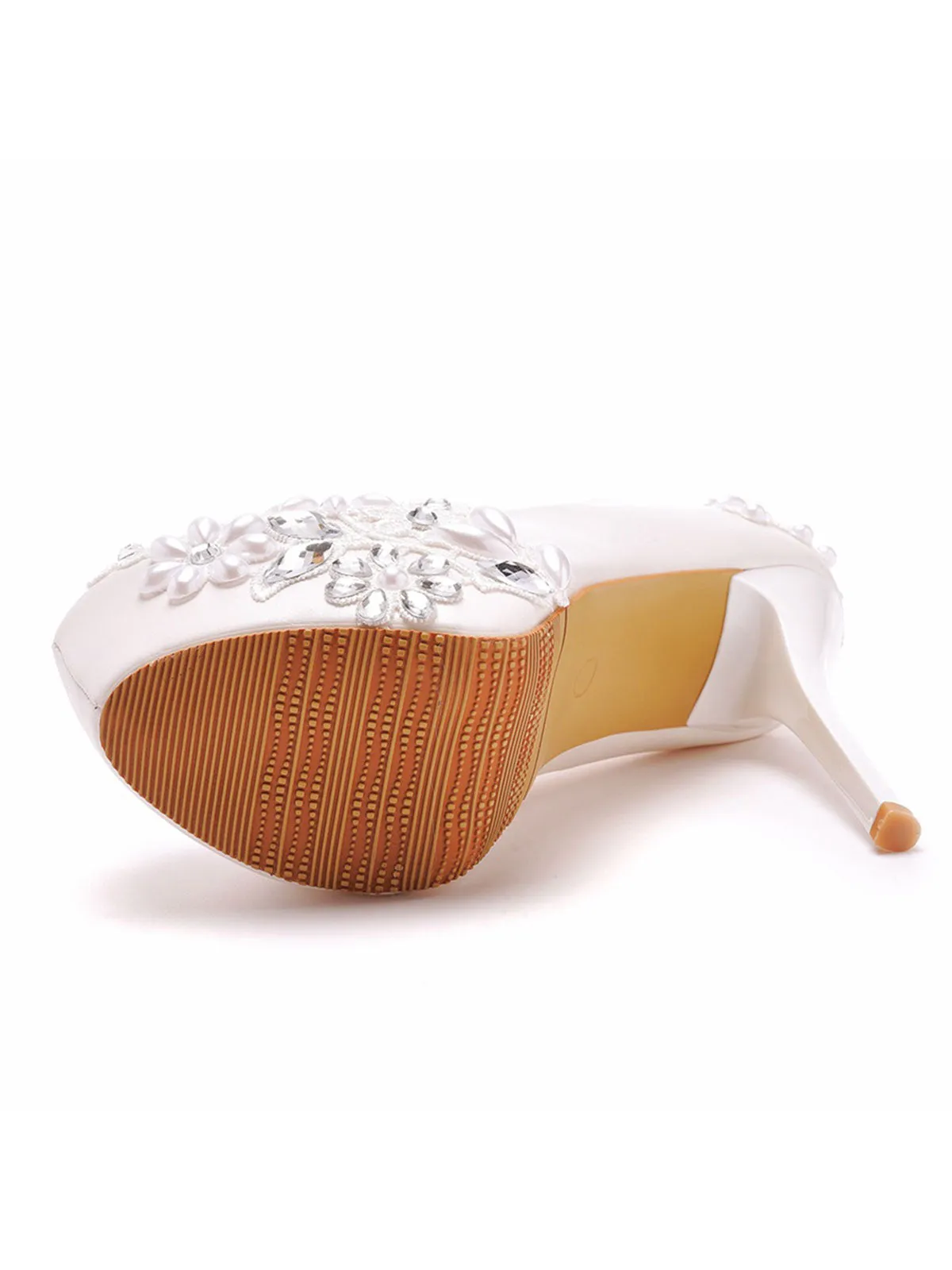 Bridal  Rhinestone Pearl Lace Decor Platform Ultra High Heels