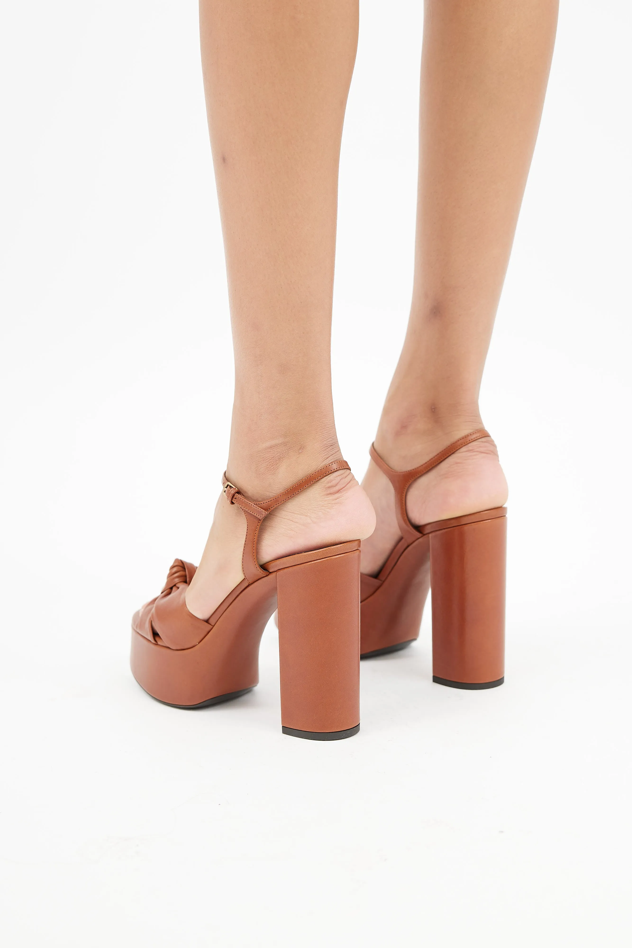 Brown Bianca Knotted Platform Heel