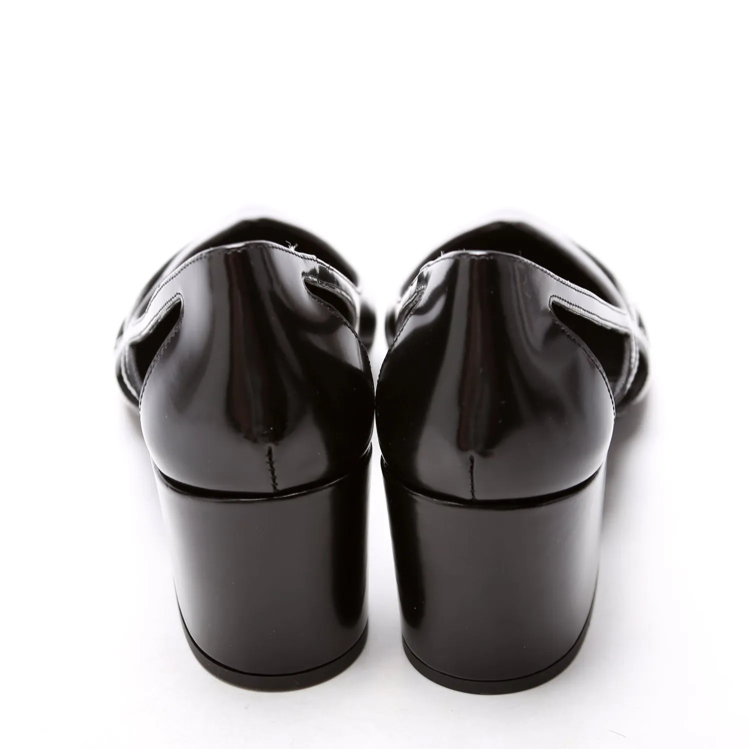 Brushed Leather Cut-Out 55MM Pumps Size 38 Black