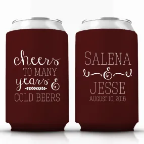 Cheers to Many Years and Cold Beers Custom Wedding Can Coolers (22)