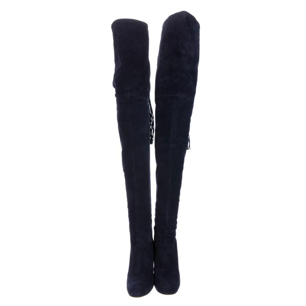 Chloe Blue Suede Hannah Over-The-Knee Boots 36
