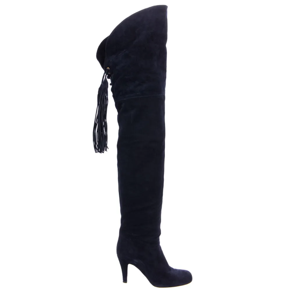 Chloe Blue Suede Hannah Over-The-Knee Boots 36