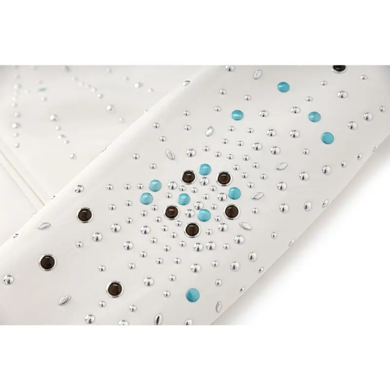 Colorful Polka Dot Ladies White Rhinestone Slim Fit Long Sleeved Suit