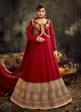 Delectable Maroon Designer Floor Length Anarkali