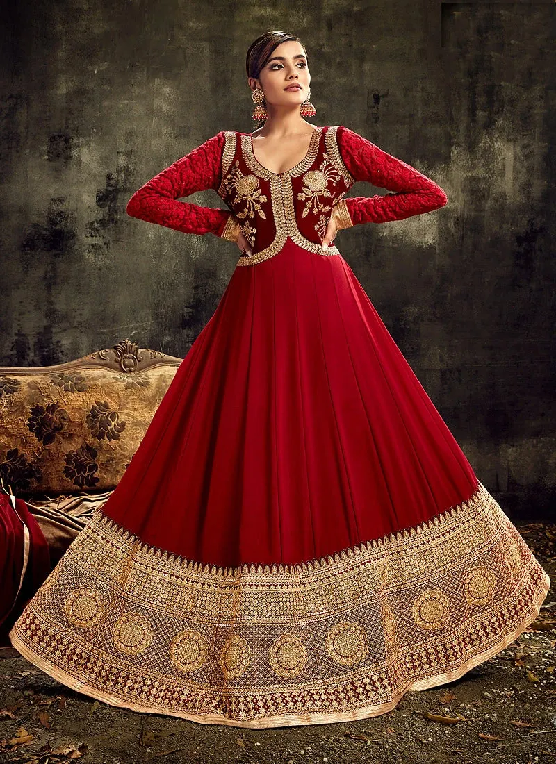 Delectable Maroon Designer Floor Length Anarkali