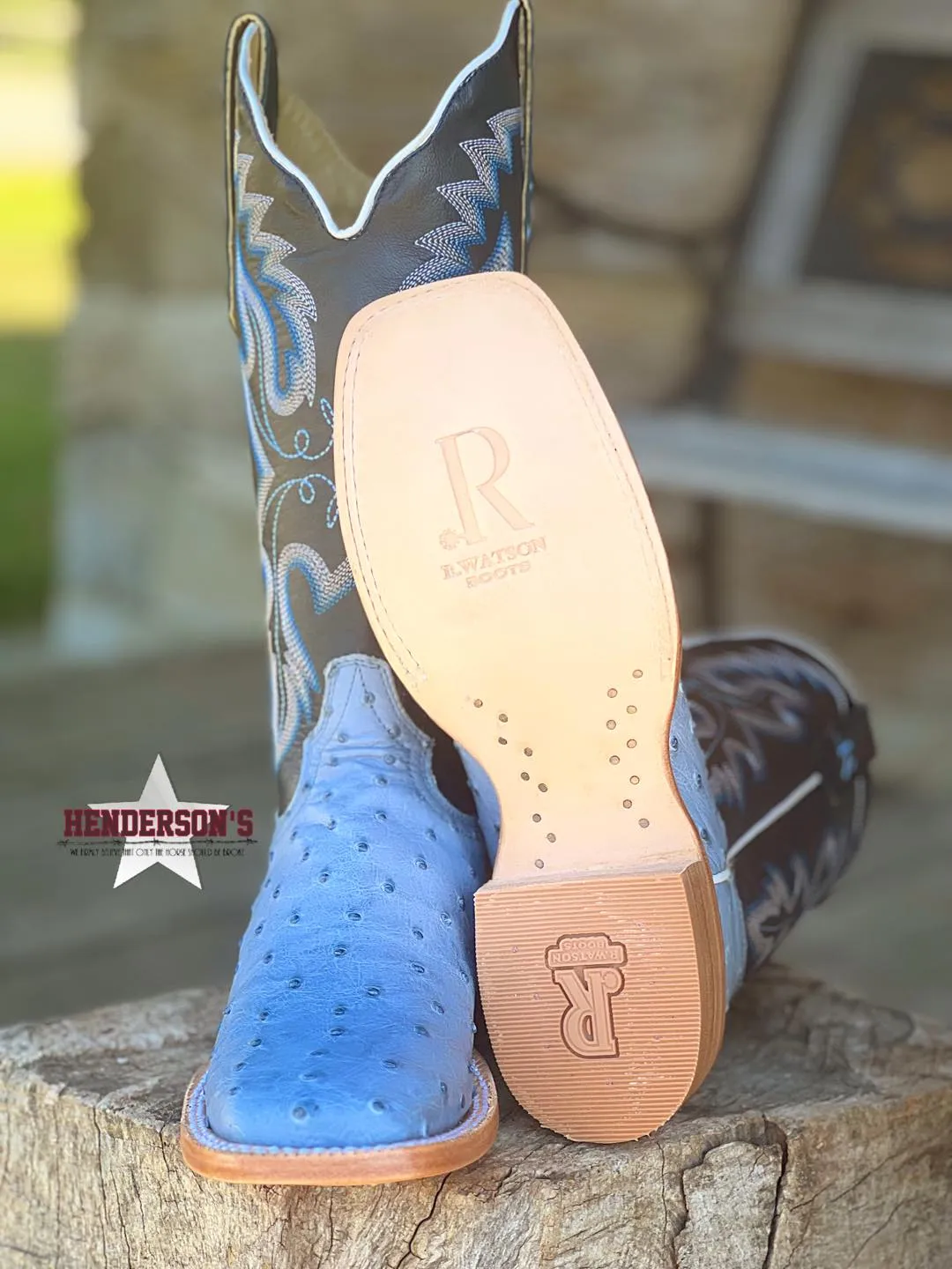 Denim Bruciato Full Quill Ostrich by R. Watson