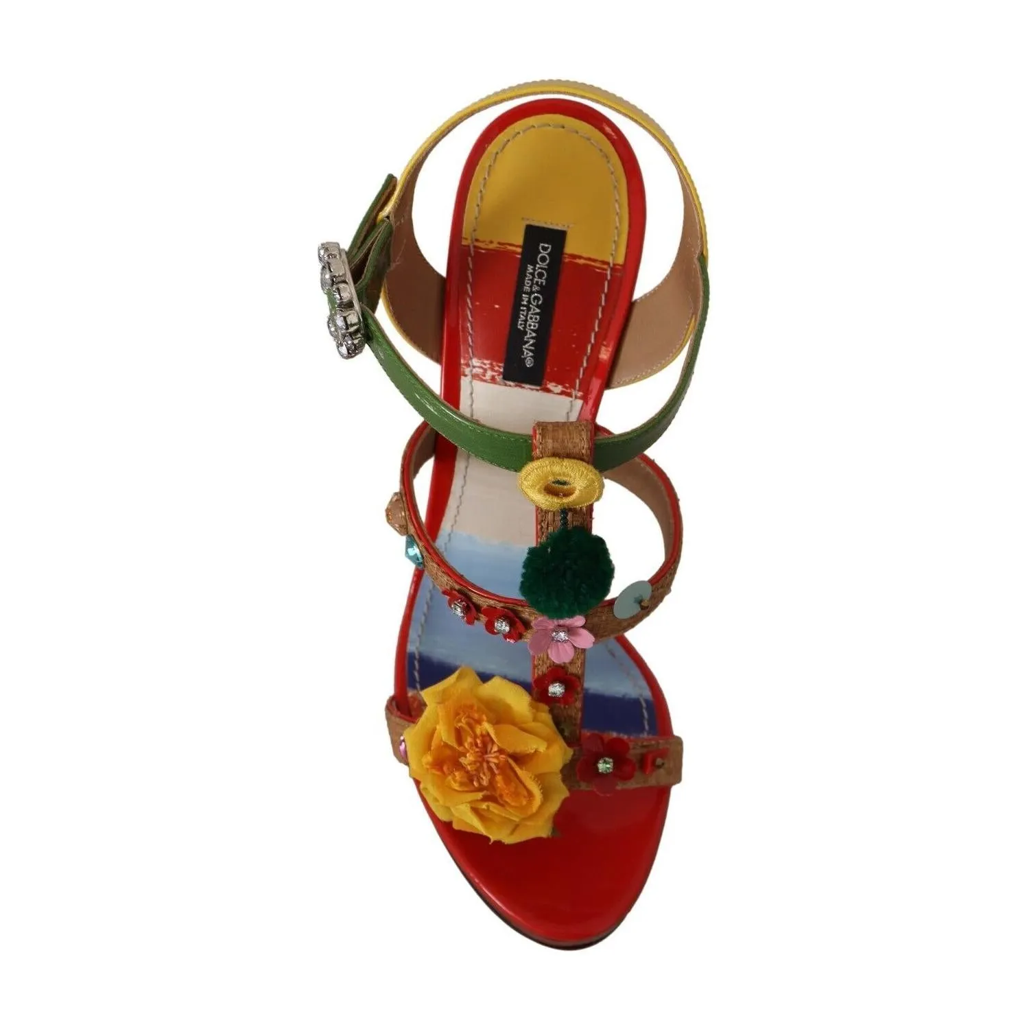 Dolce & Gabbana Multicolor Floral Ankle Strap Heels