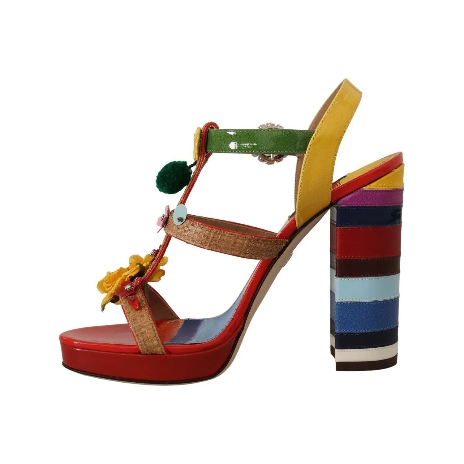 Dolce & Gabbana Multicolor Floral Ankle Strap Heels