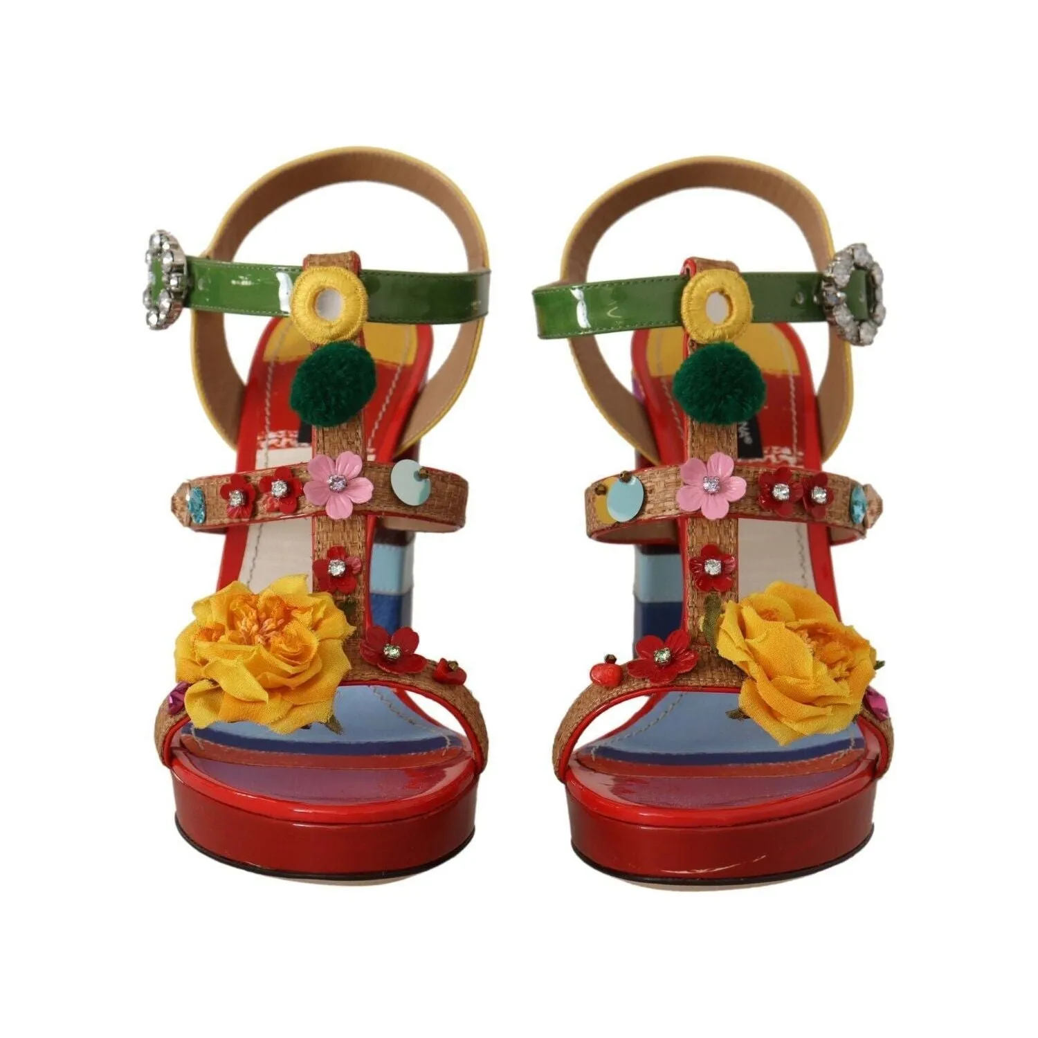 Dolce & Gabbana Multicolor Floral Ankle Strap Heels