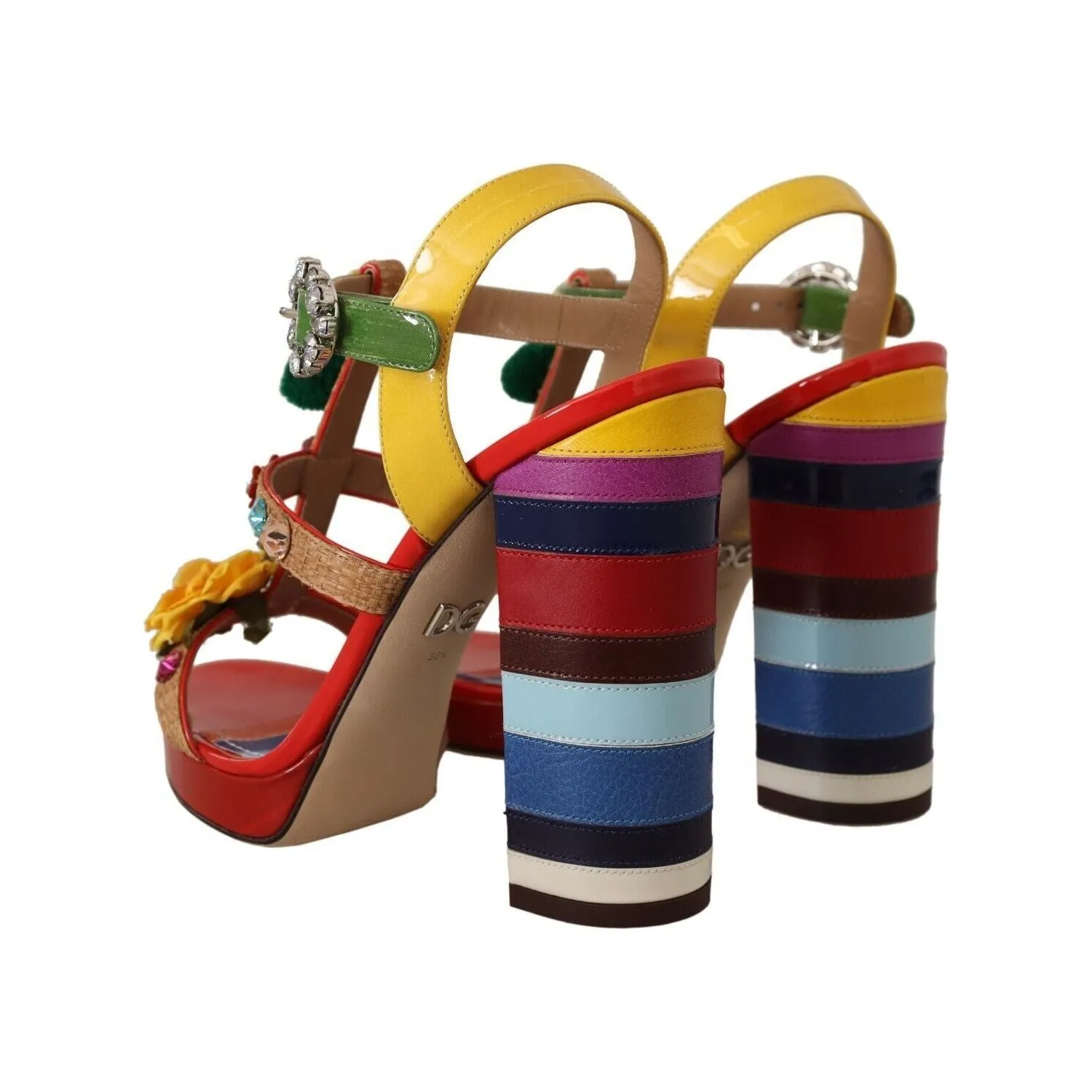 Dolce & Gabbana Multicolor Floral Ankle Strap Heels