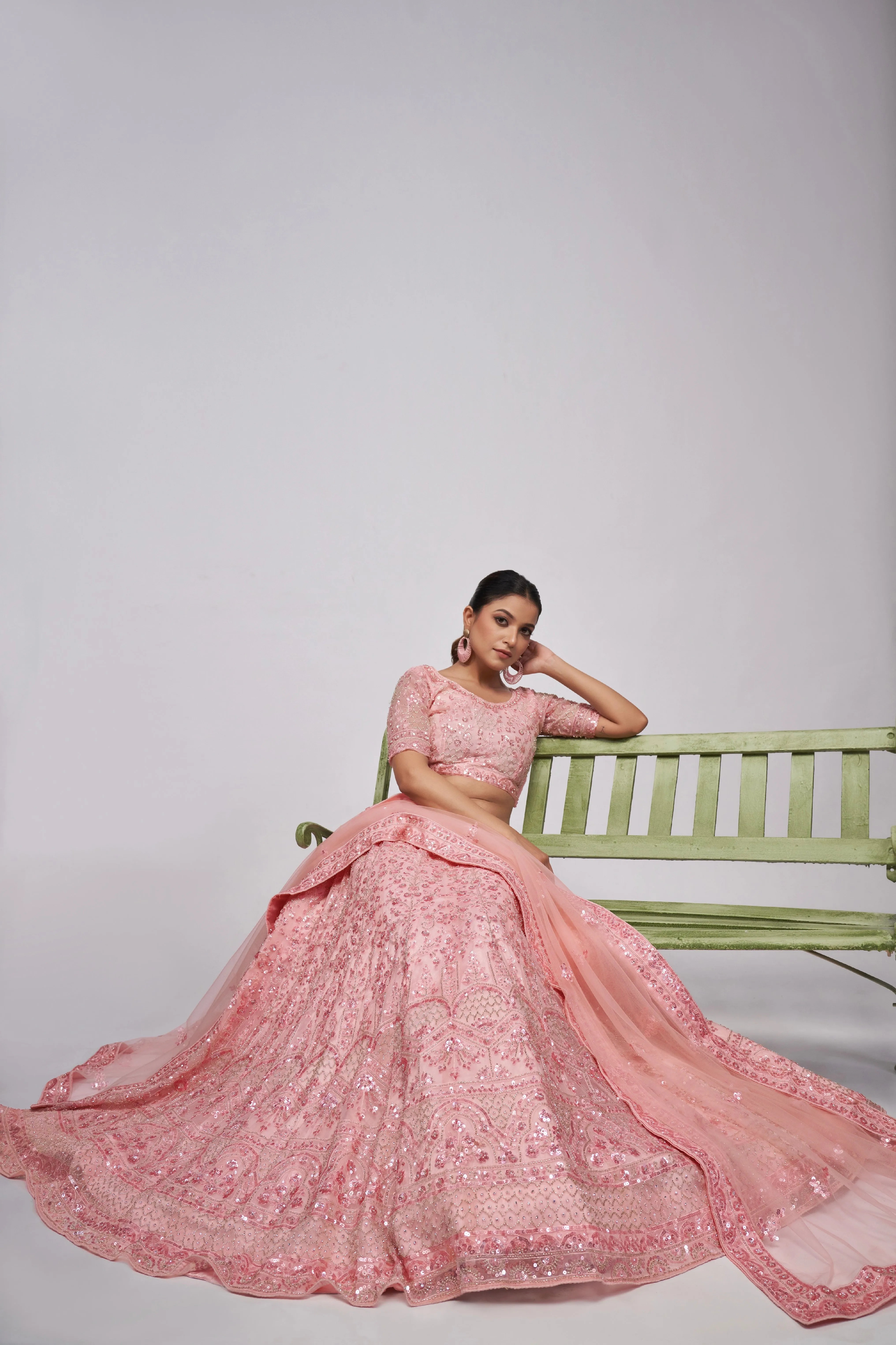Elegant Baby Pink Lehenga Set with Cutdana & Sequins Embroidery