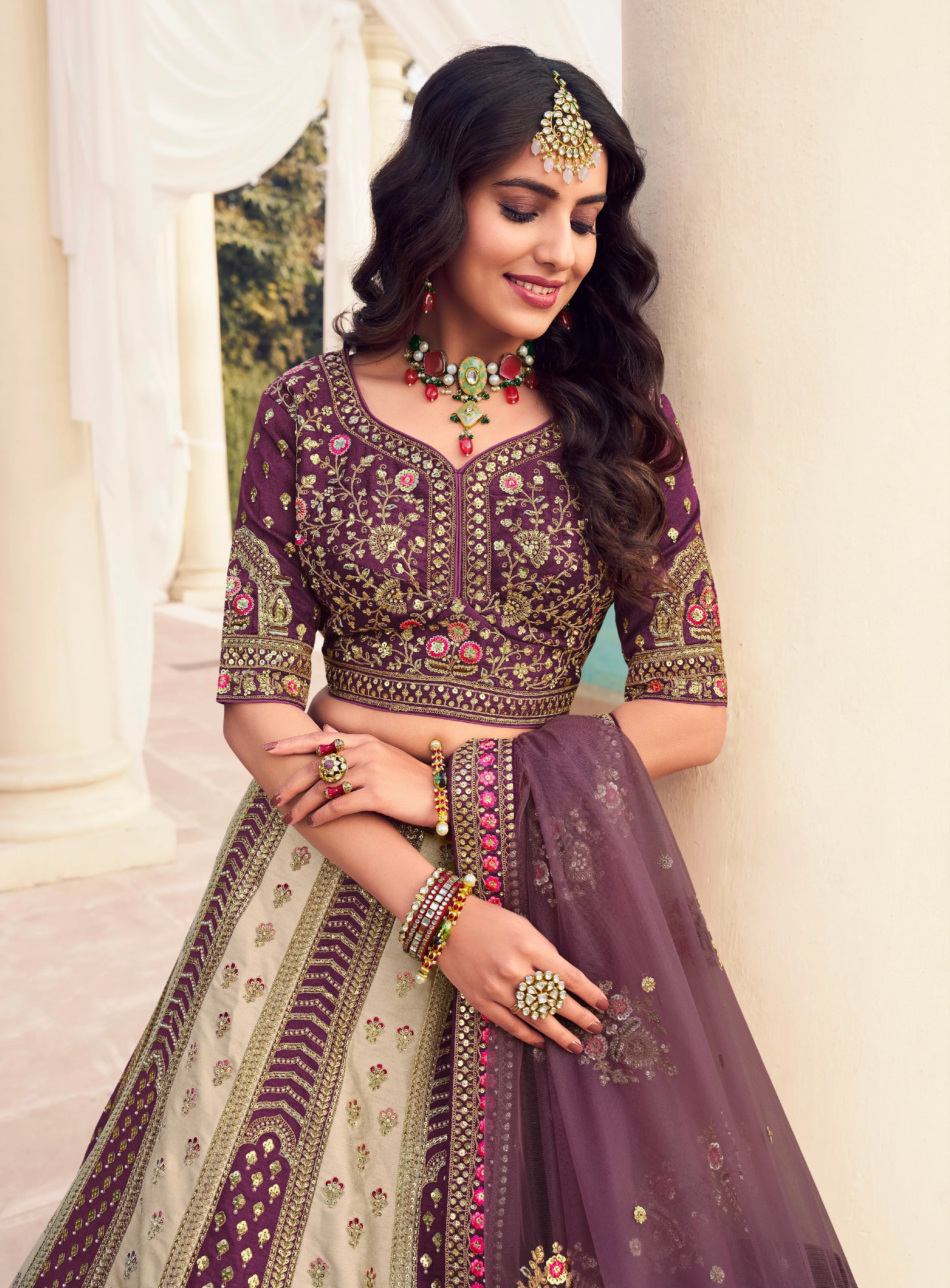 Elegant Bridal Lehenga Choli with Intricate Embroidery and Embellishments