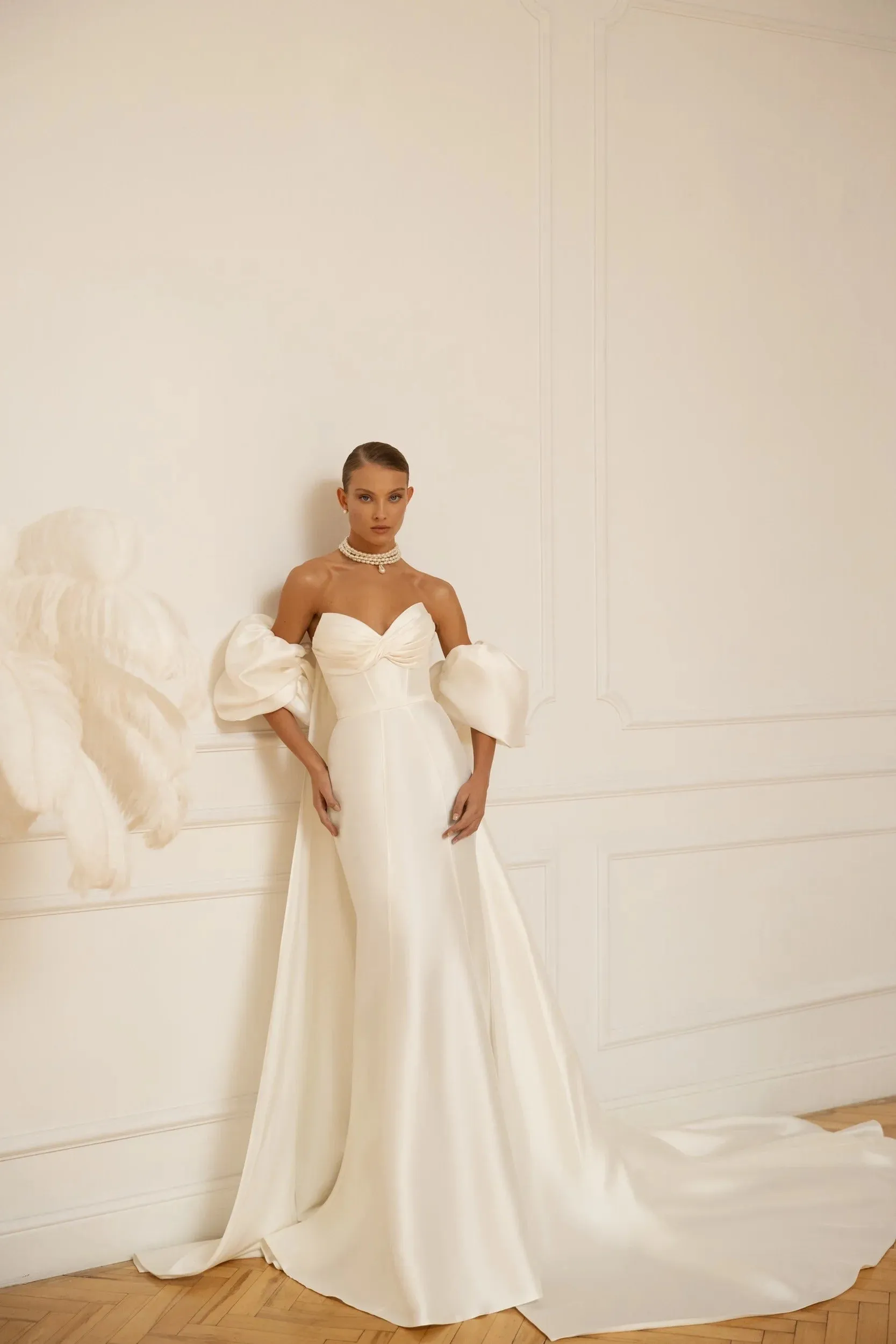 Elegant Simple Wedding Dresses Satin Sheath Mermaid Sexy Bridal Gowns Strapless Backless Sleeveless Robes Vestidos De Novia