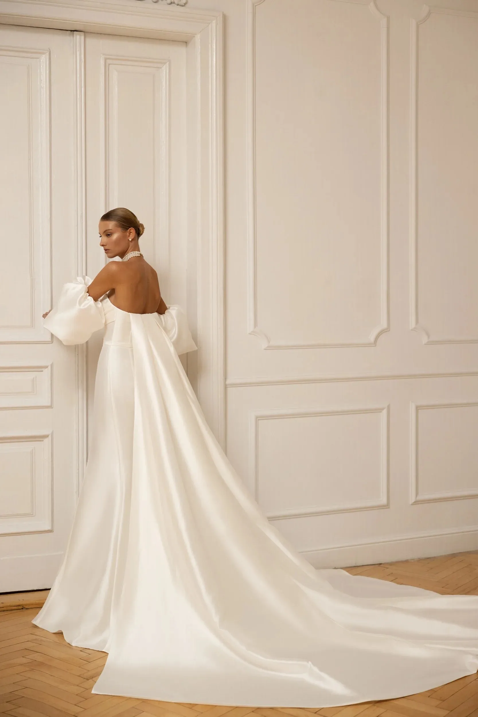 Elegant Simple Wedding Dresses Satin Sheath Mermaid Sexy Bridal Gowns Strapless Backless Sleeveless Robes Vestidos De Novia