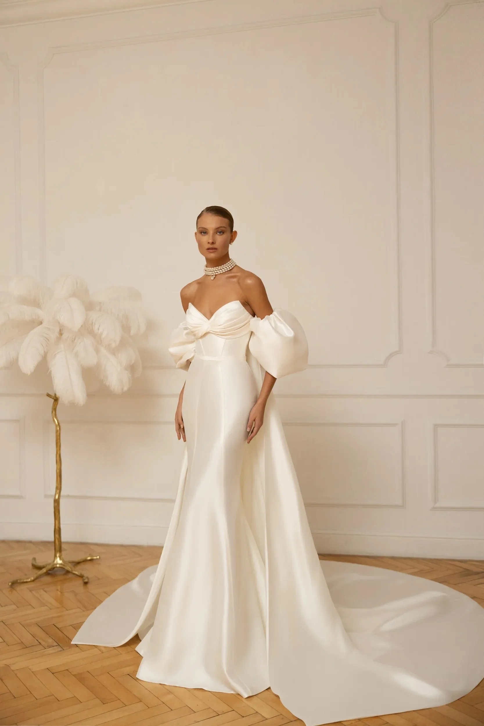 Elegant Simple Wedding Dresses Satin Sheath Mermaid Sexy Bridal Gowns Strapless Backless Sleeveless Robes Vestidos De Novia
