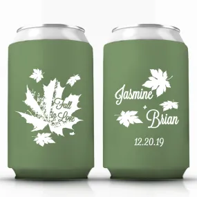 Fall in Love Custom Wedding Can Coolers (150)