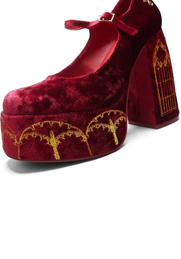 Stylish Feudal Fantasy Crushed Velvet Heels