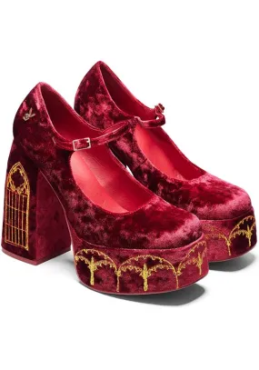 Stylish Feudal Fantasy Crushed Velvet Heels