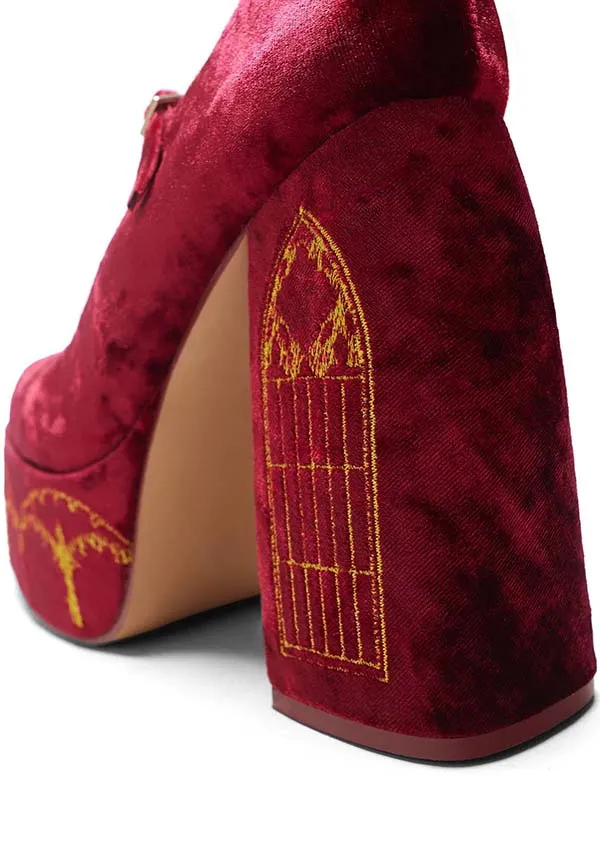 Stylish Feudal Fantasy Crushed Velvet Heels