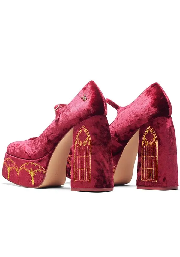 Stylish Feudal Fantasy Crushed Velvet Heels