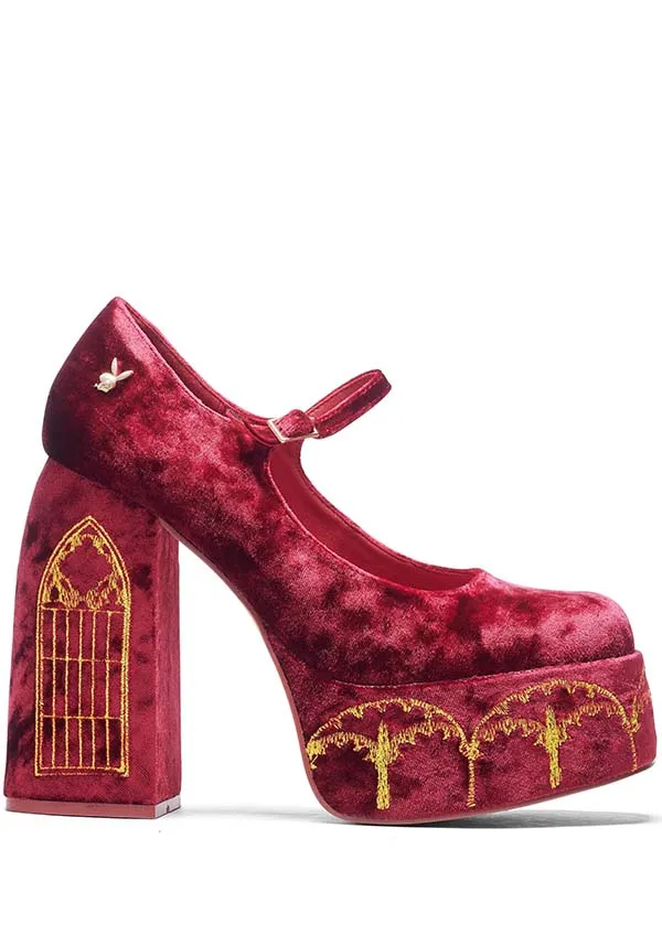 Stylish Feudal Fantasy Crushed Velvet Heels