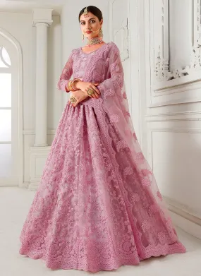 Flawless Pink A Line Trendy Wedding Lehenga Choli