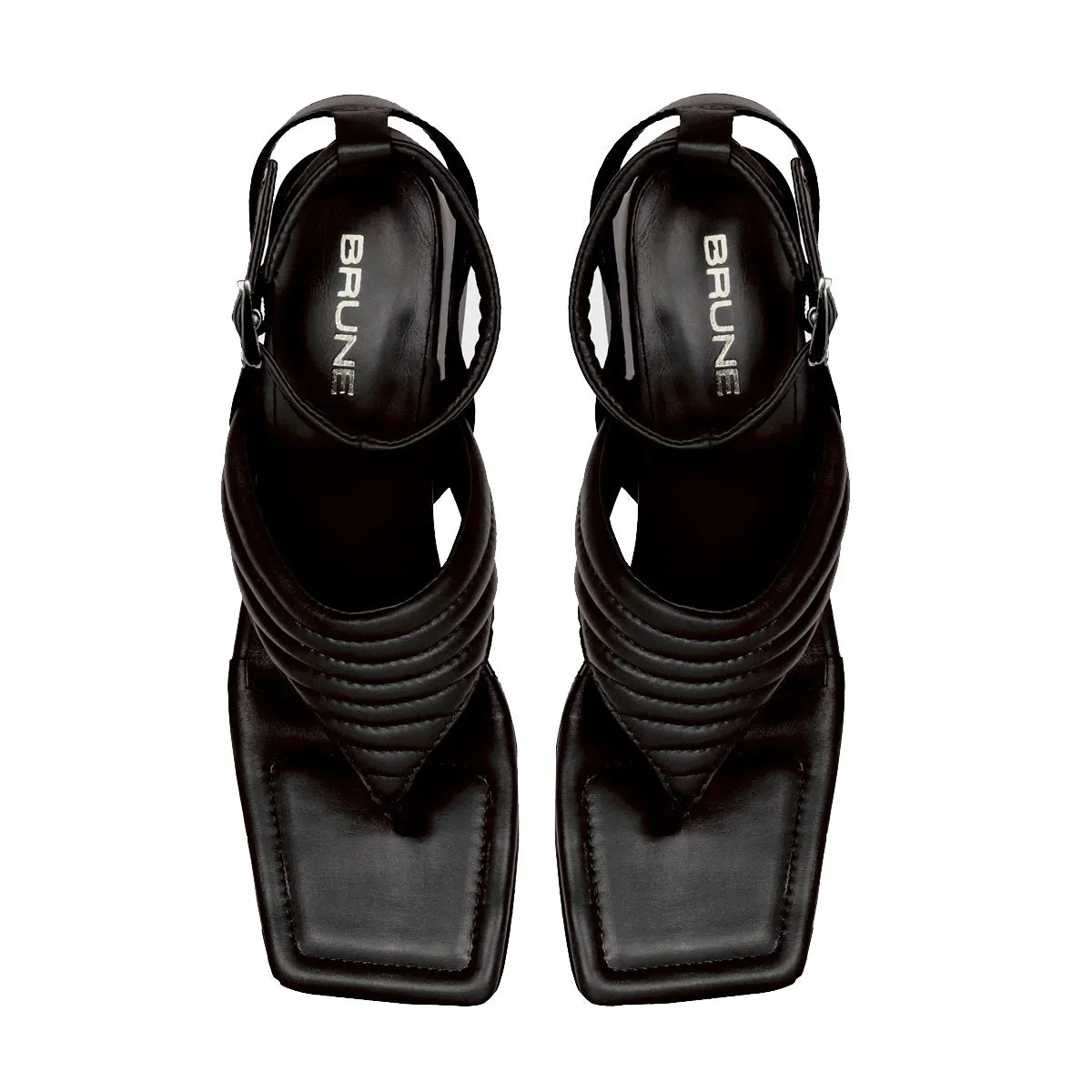 Flip-Flop Slide Sandal in Black Leather