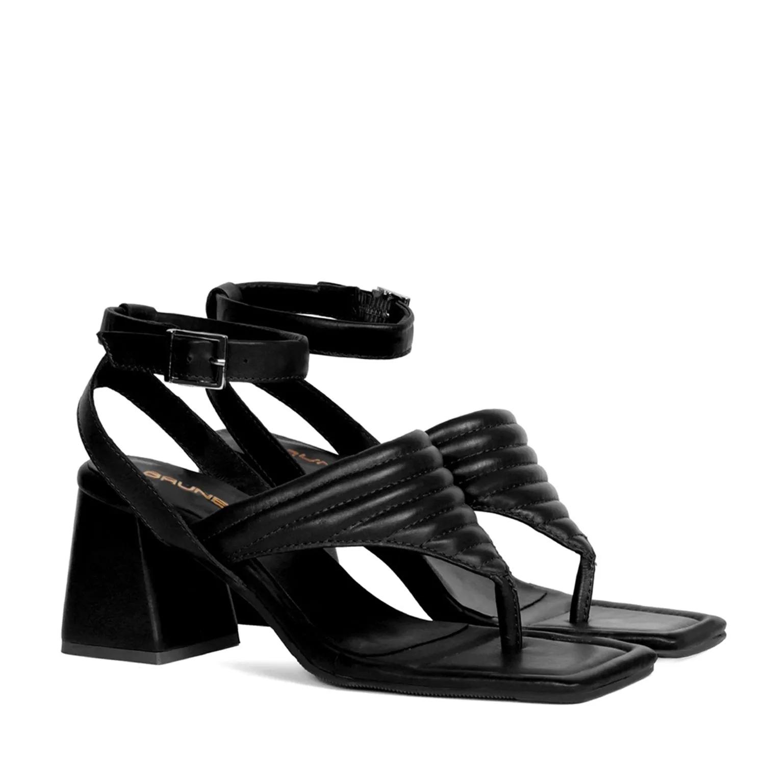 Flip-Flop Slide Sandal in Black Leather