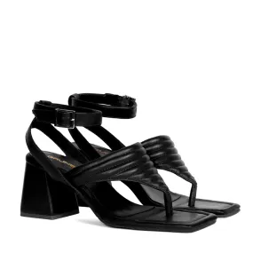 Flip-Flop Slide Sandal in Black Leather