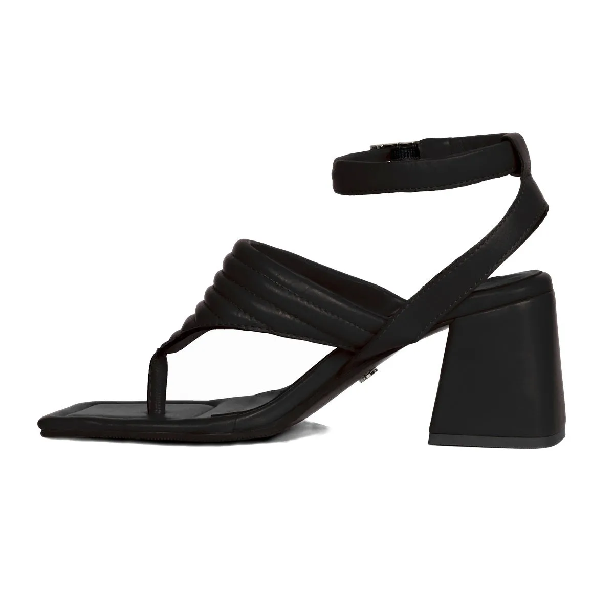 Flip-Flop Slide Sandal in Black Leather