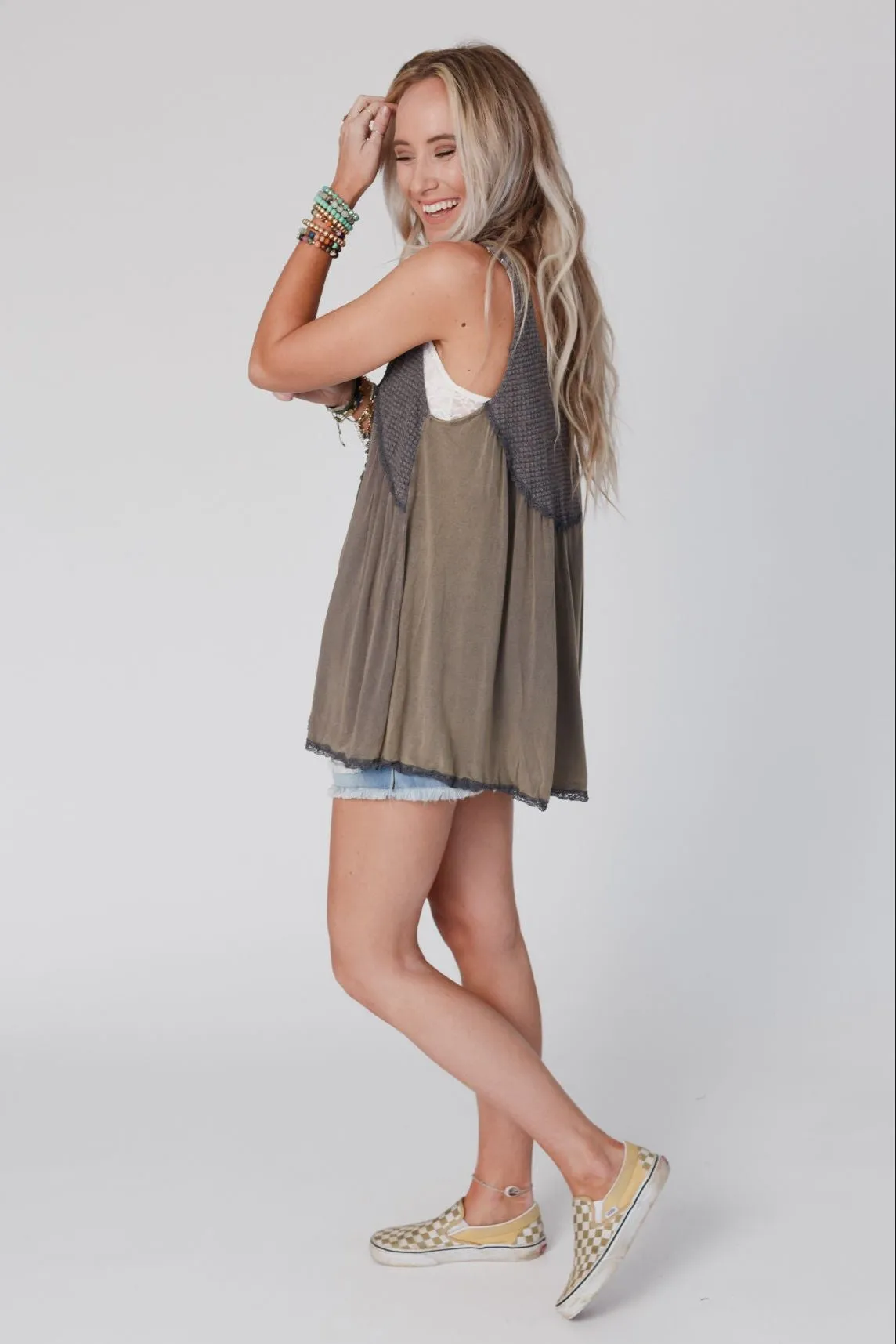 Friday Feelings Babydoll Top - Charcoal