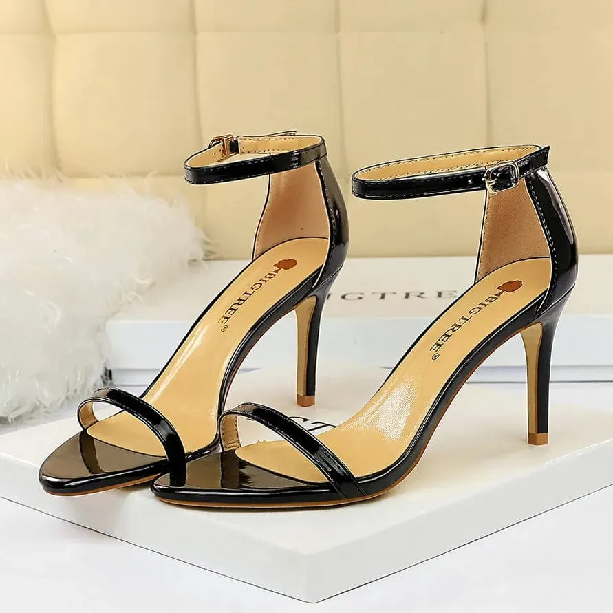 Gladiator Platform Strap Glossy Leather Women's 8cm or 11cm High Heel Shoes