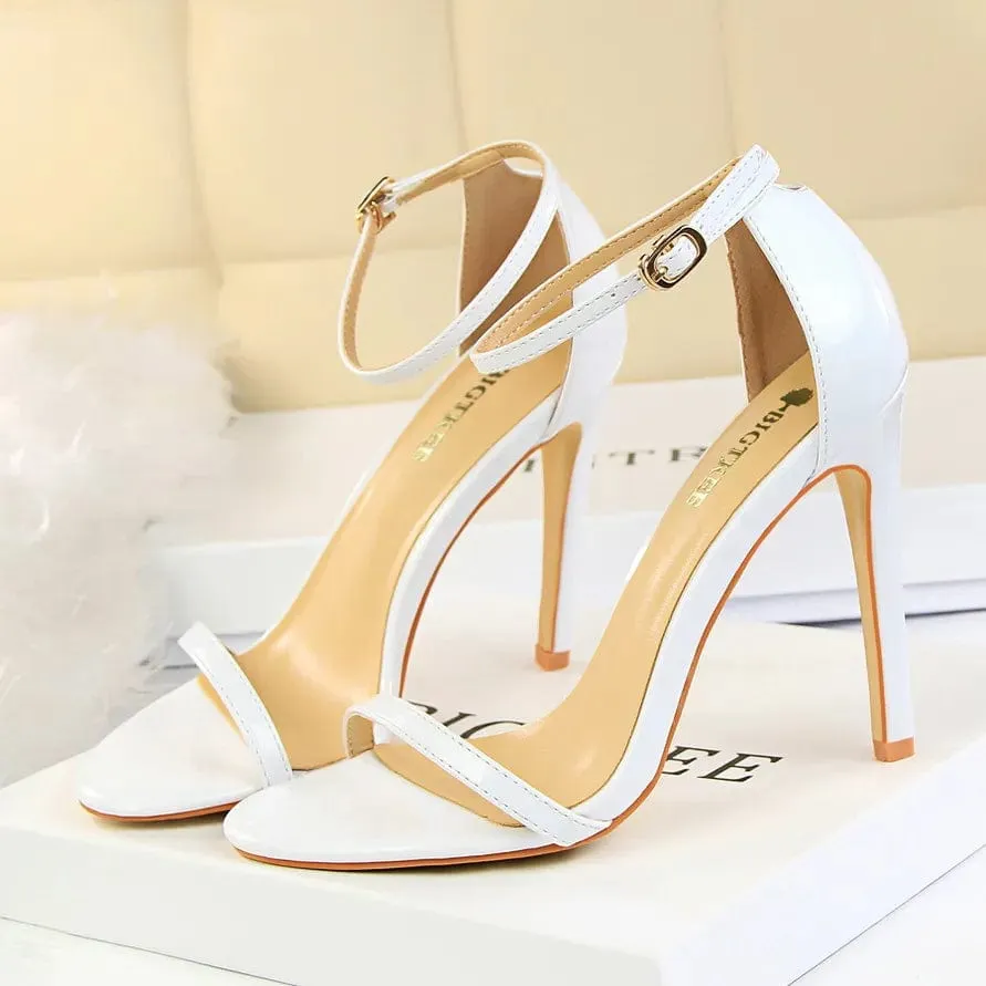 Gladiator Platform Strap Glossy Leather Women's 8cm or 11cm High Heel Shoes