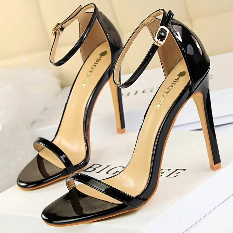 Gladiator Platform Strap Glossy Leather Women's 8cm or 11cm High Heel Shoes