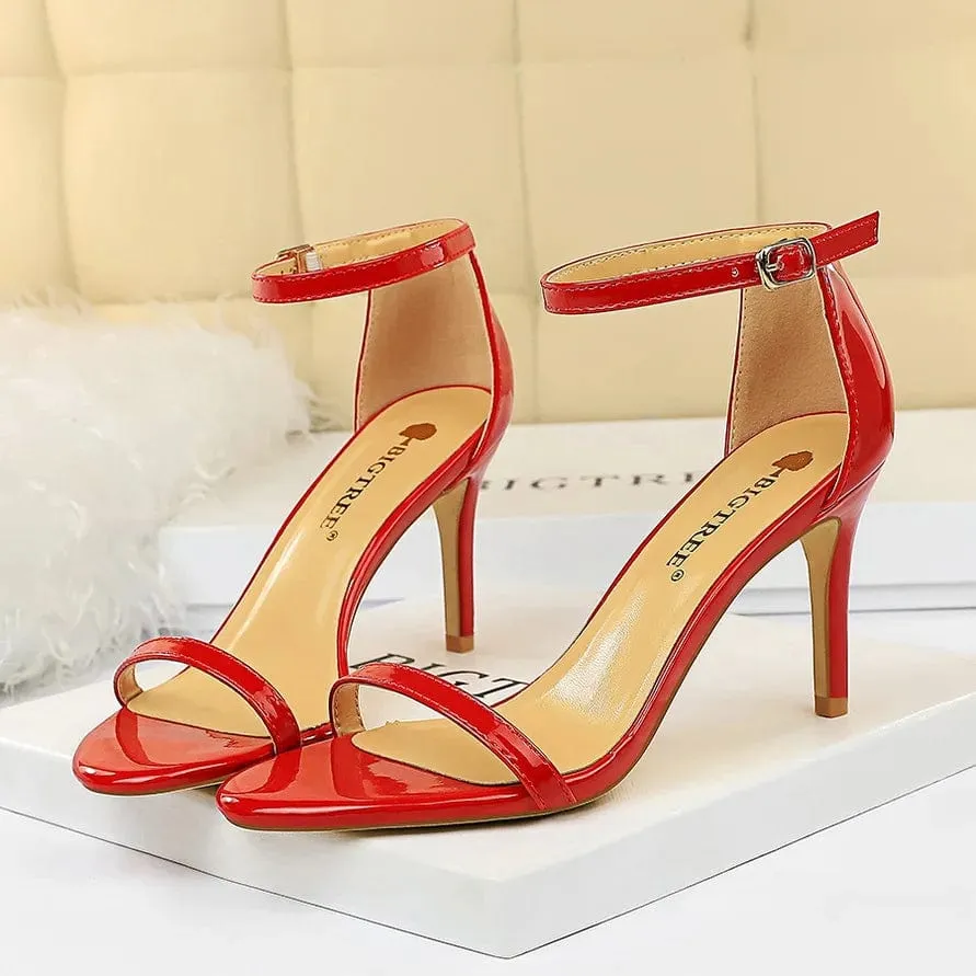 Gladiator Platform Strap Glossy Leather Women's 8cm or 11cm High Heel Shoes