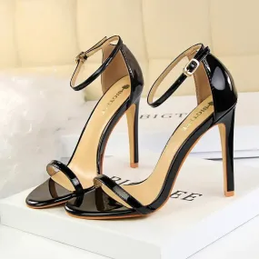 Gladiator Platform Strap Glossy Leather Women's 8cm or 11cm High Heel Shoes