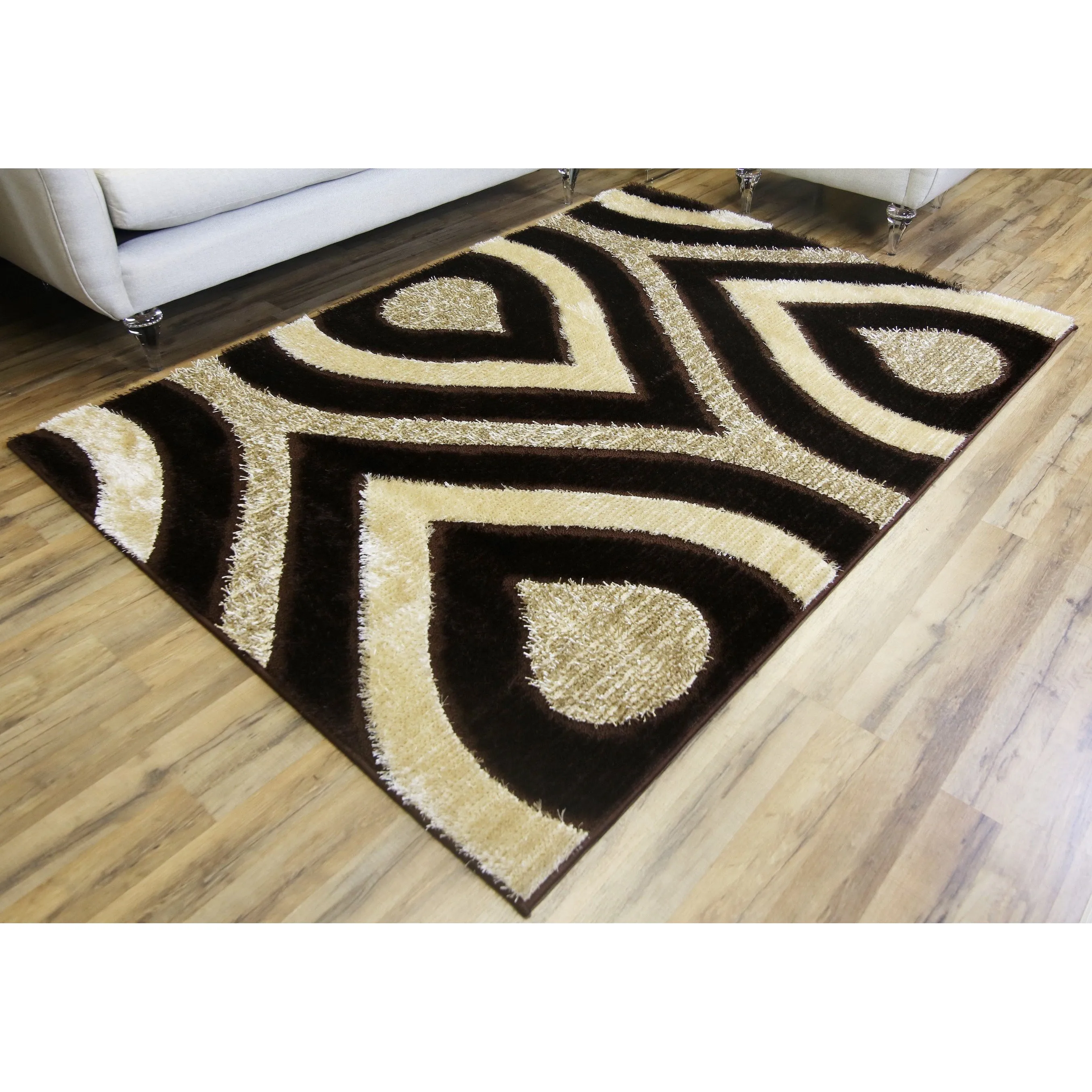 Gloria Shaggy Brown Modern Area Rug 5X7