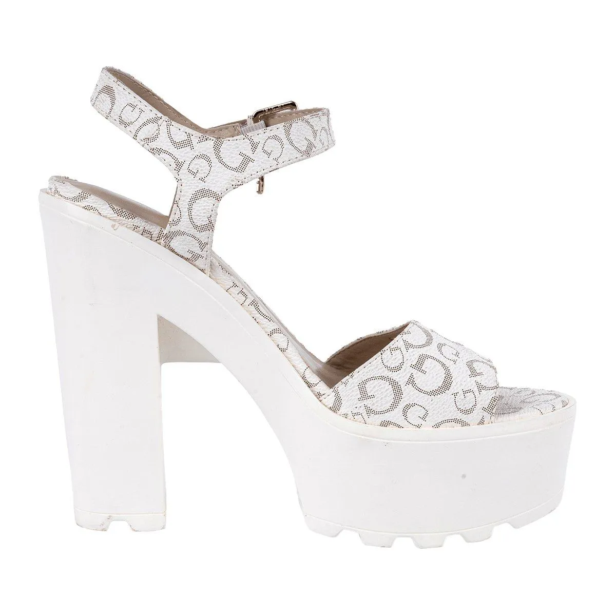 Guess Logo Platformhigh-Heel Shoes Leather White Colour For Women