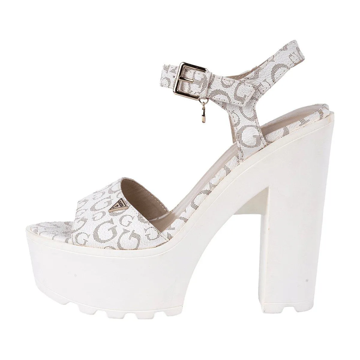 Guess Logo Platformhigh-Heel Shoes Leather White Colour For Women