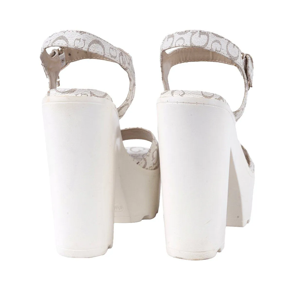Guess Logo Platformhigh-Heel Shoes Leather White Colour For Women
