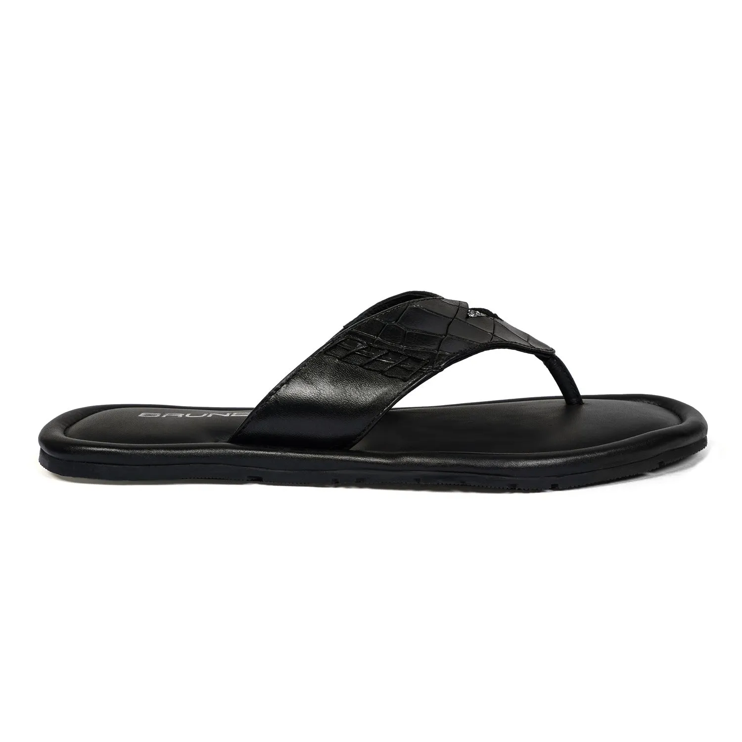 Gunmetal Replaceable Lion Penny Slipper in Black Leather